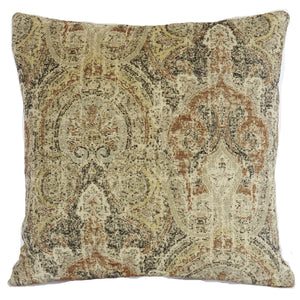 brown and grey toned paisley medallion tapestry pillow cover