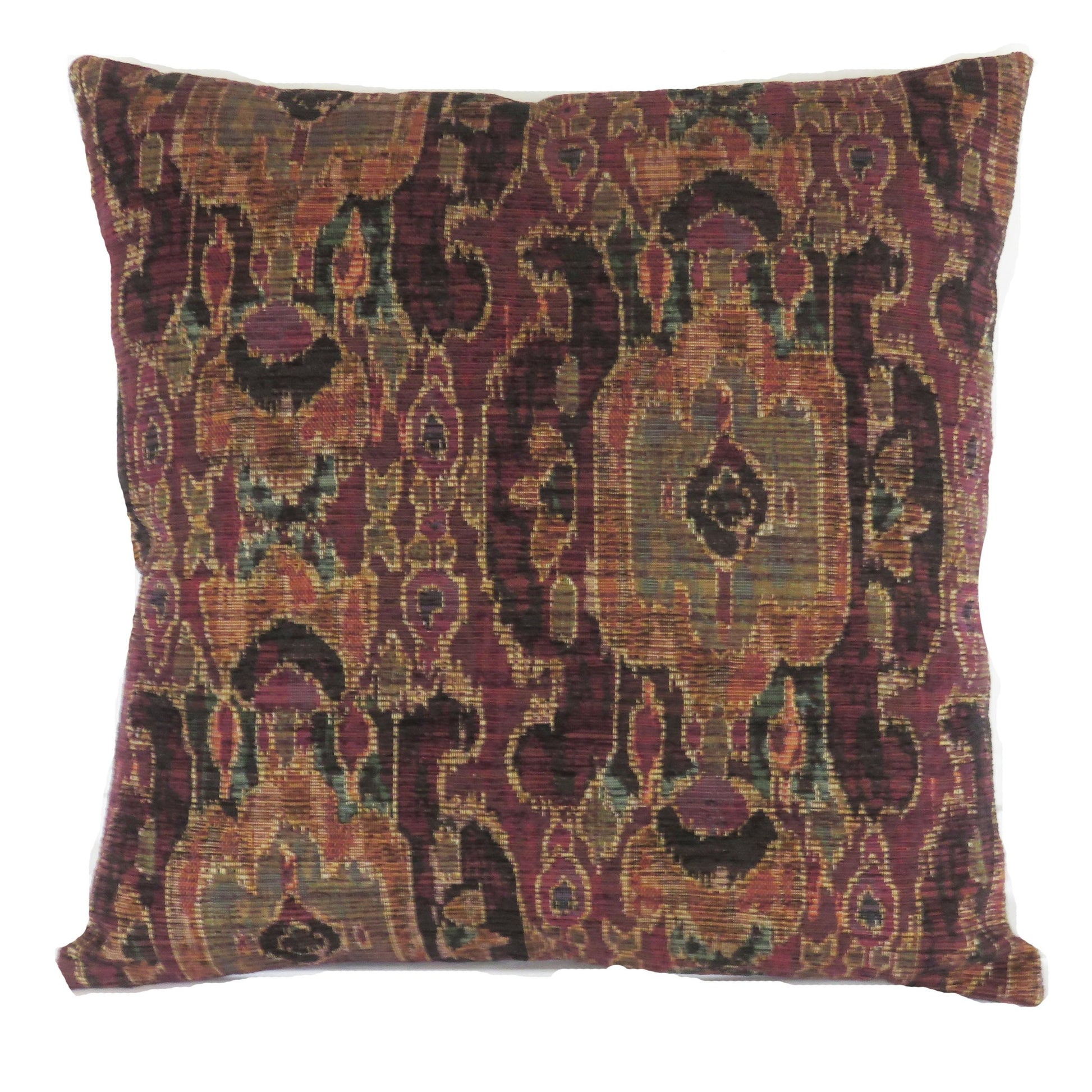 Deep burgundy ikat pillow cover