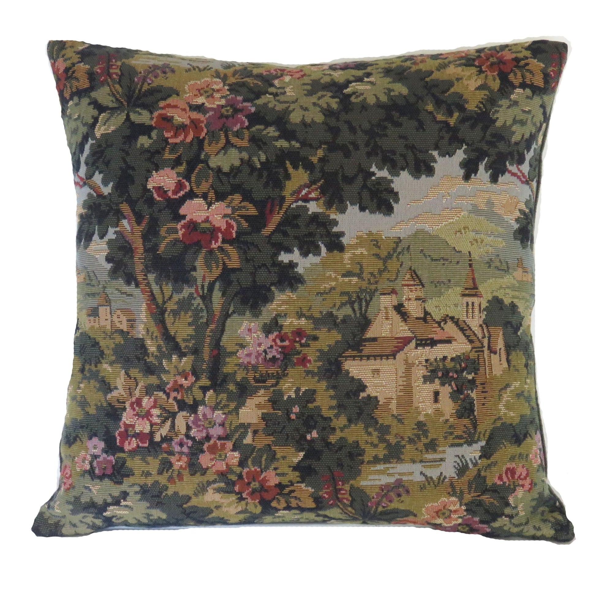 chateau verdure tapestry pillow cover 