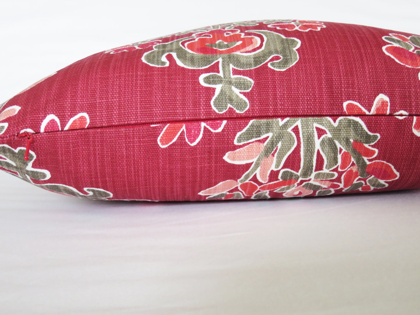 Cranberry Red Floral Medallion PIllow Cover, Lacefield Clara in Ruby