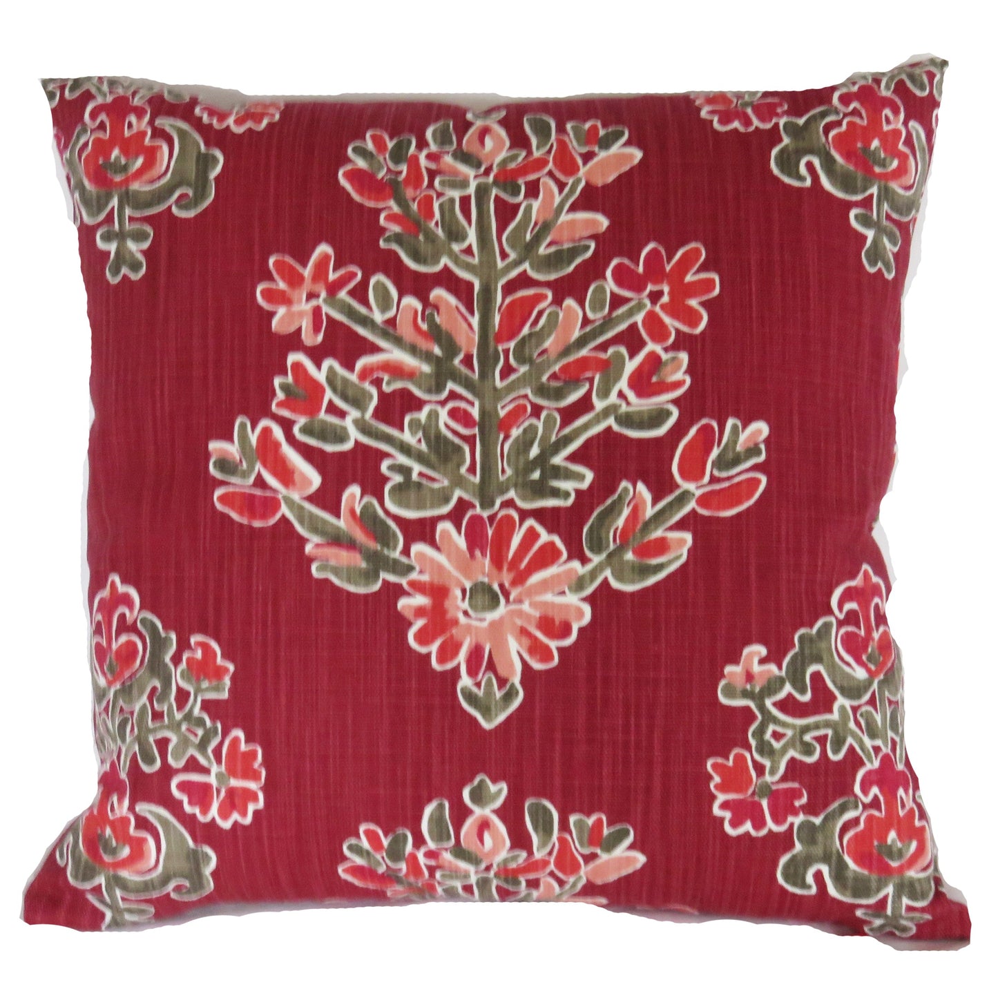 Cranberry Red Floral Medallion PIllow Cover, Lacefield Clara in Ruby