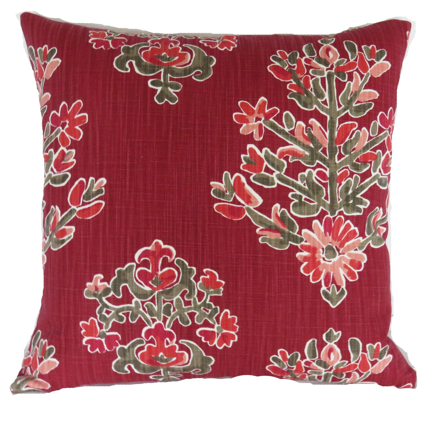 Cranberry Red Floral Medallion PIllow Cover, Lacefield Clara in Ruby