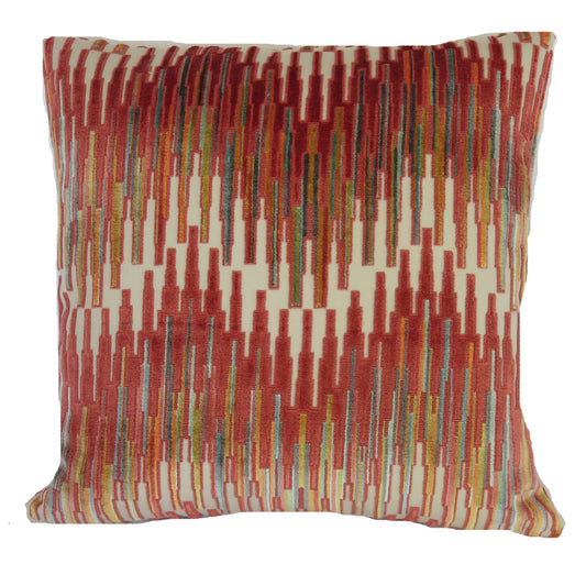 dixie hill coral and blue prism cut chenille pillow cover