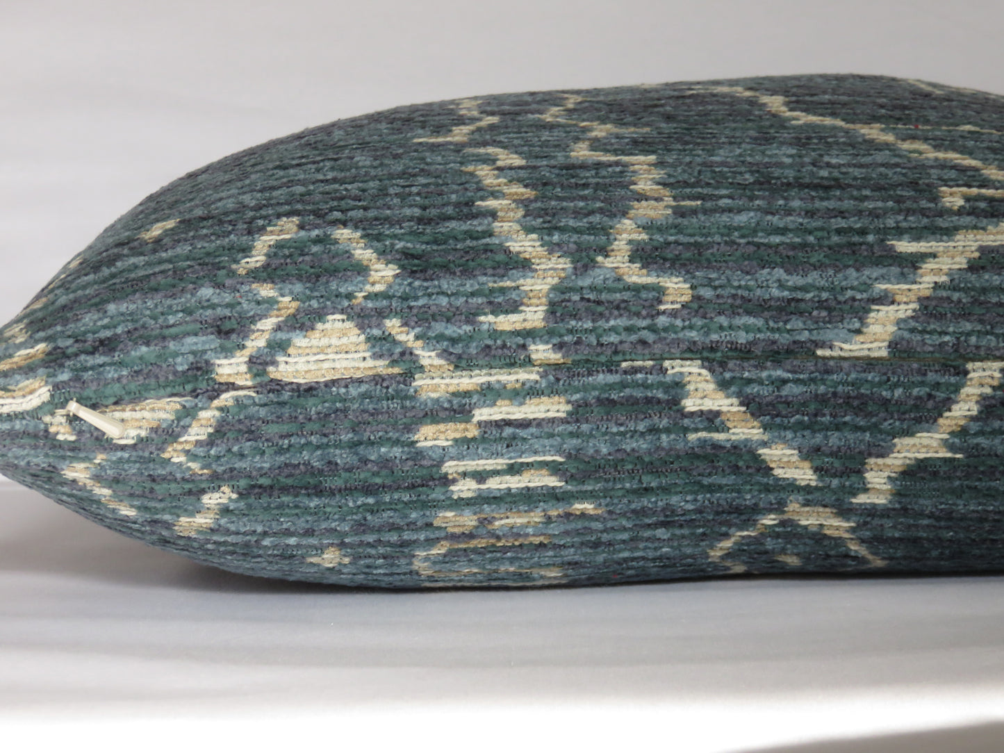 Denim Blue and Beige Tribal Chenille Pillow Cover