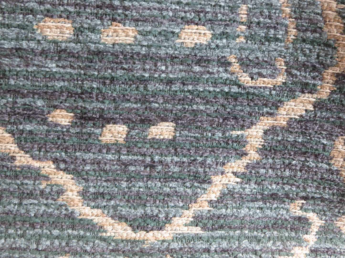 Denim Blue and Beige Tribal Chenille Pillow Cover