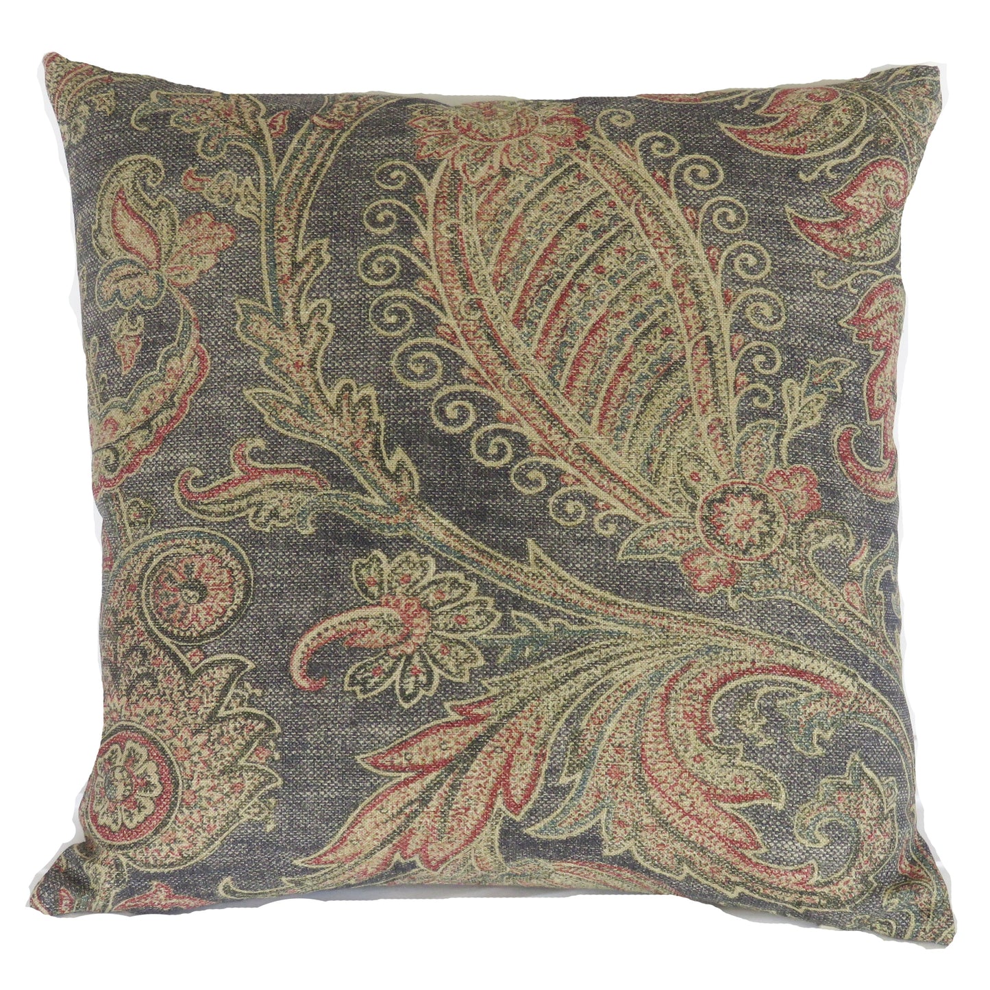 Denim Blue Indienne Floral and Paisley Pillow Cover,  Loggia in Azure