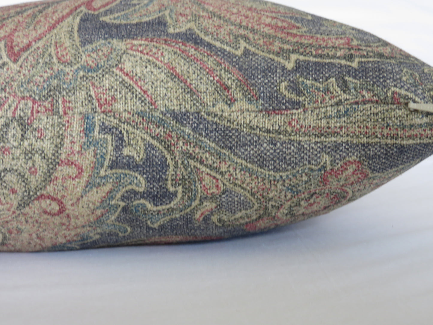 Denim Blue Indienne Floral and Paisley Pillow Cover,  Loggia in Azure