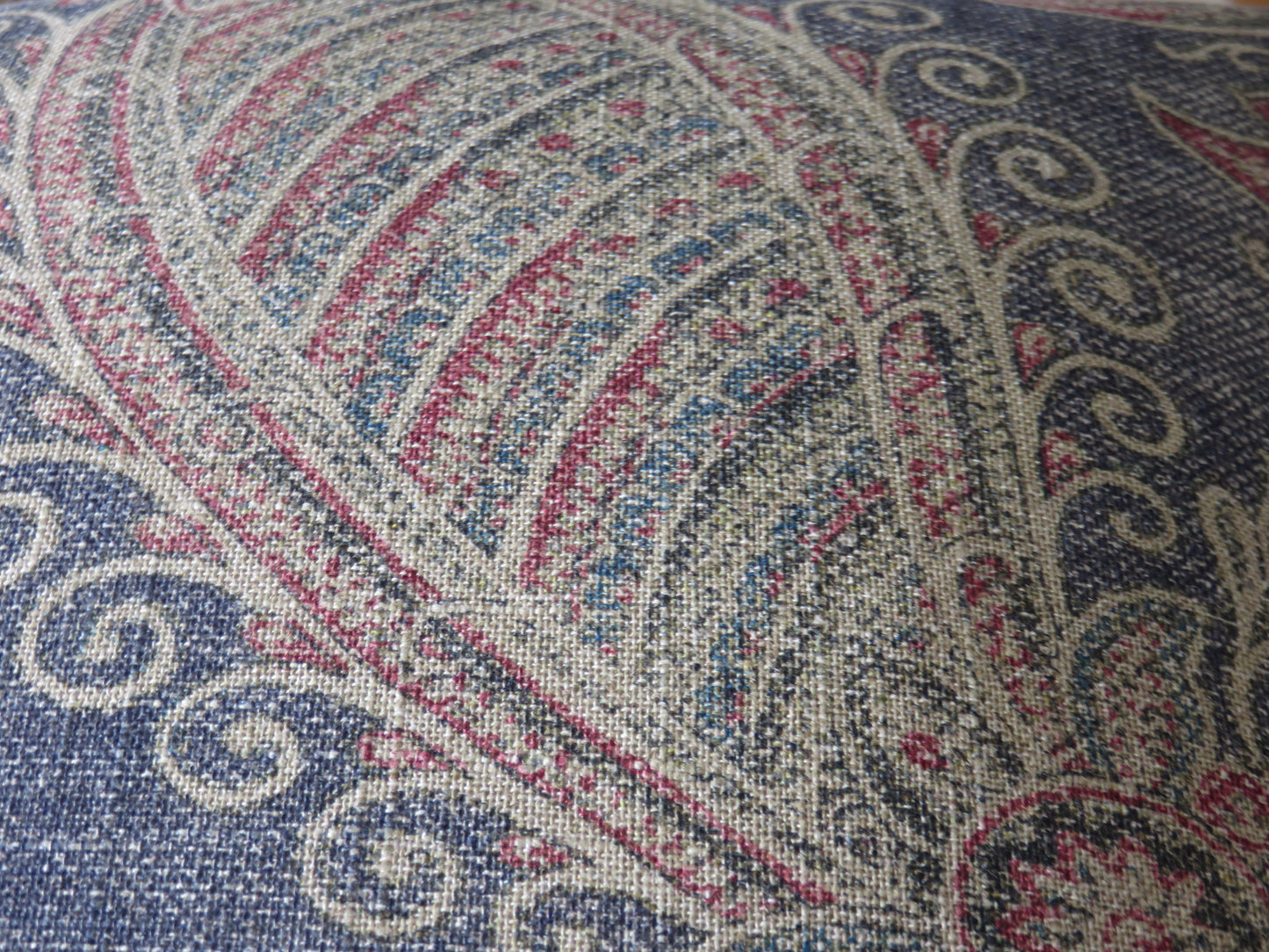 Denim Blue Indienne Floral and Paisley Pillow Cover,  Loggia in Azure