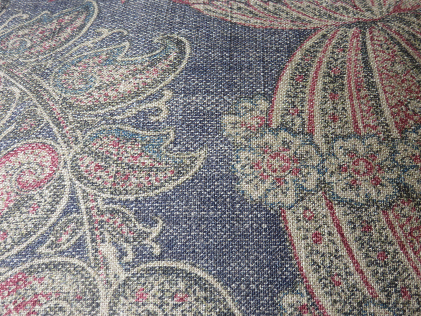 Denim Blue Indienne Floral and Paisley Pillow Cover,  Loggia in Azure
