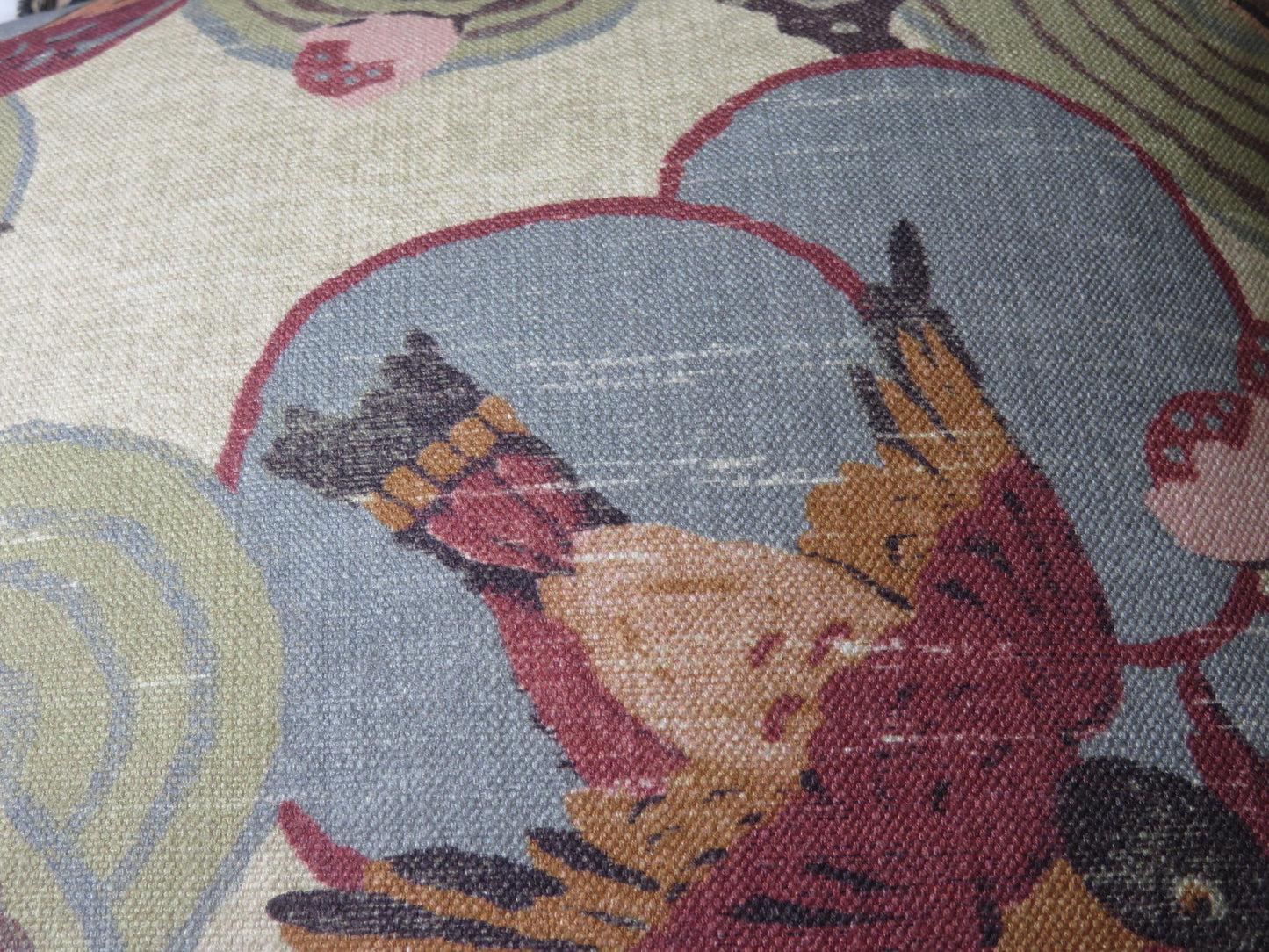 Tan, Green, Pink Asian Birds Pillow Cover,  Kyomi in Document