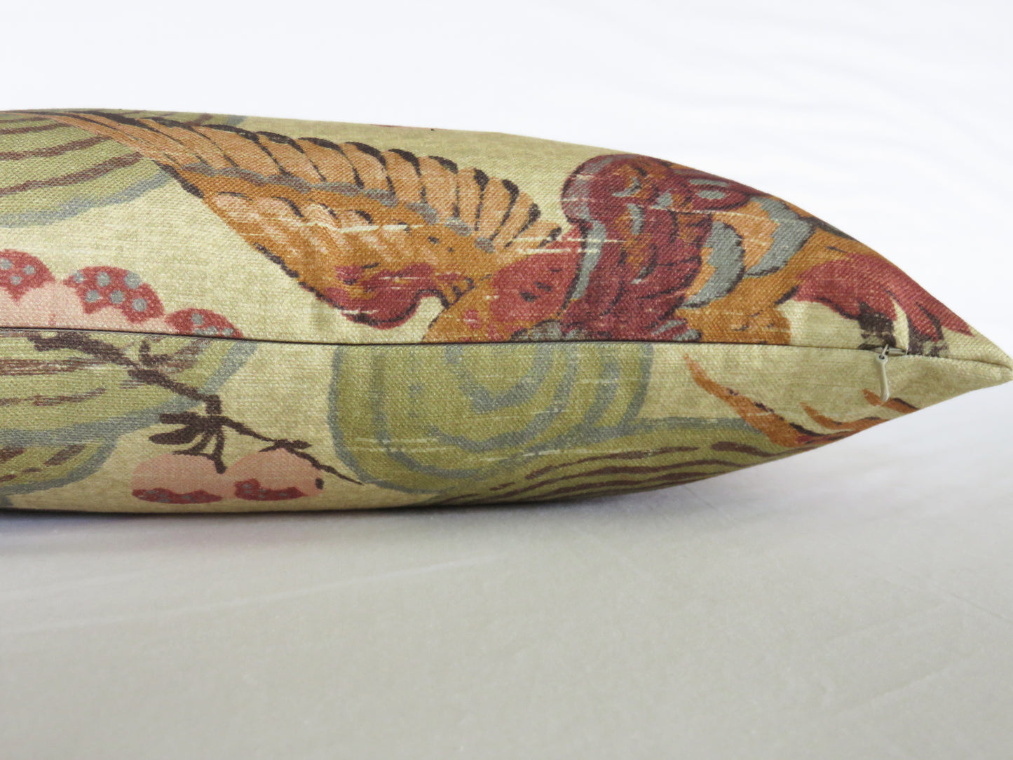 Tan, Green, Pink Asian Birds Pillow Cover,  Kyomi in Document