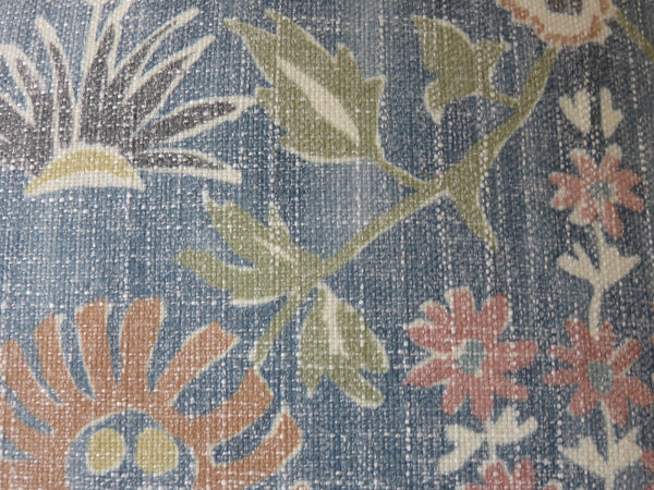 faded denim blue wildflower pillow cover