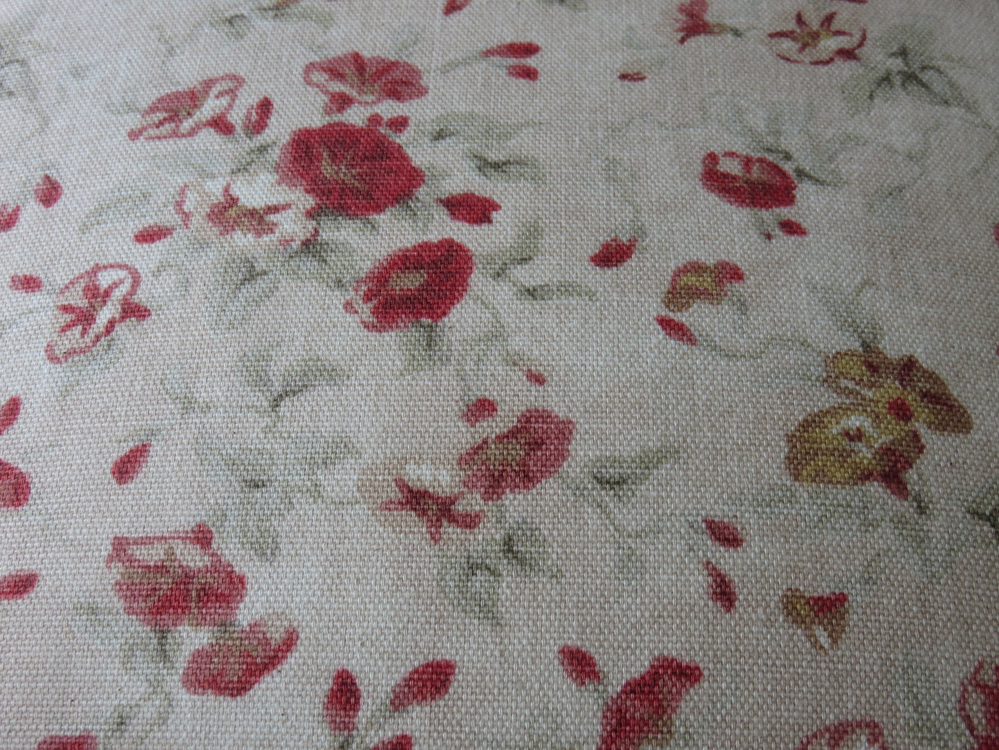 Fairhaven Rose Pillow Cover - Waverly Country Fabric, Red and Cream Morning Glory Floral