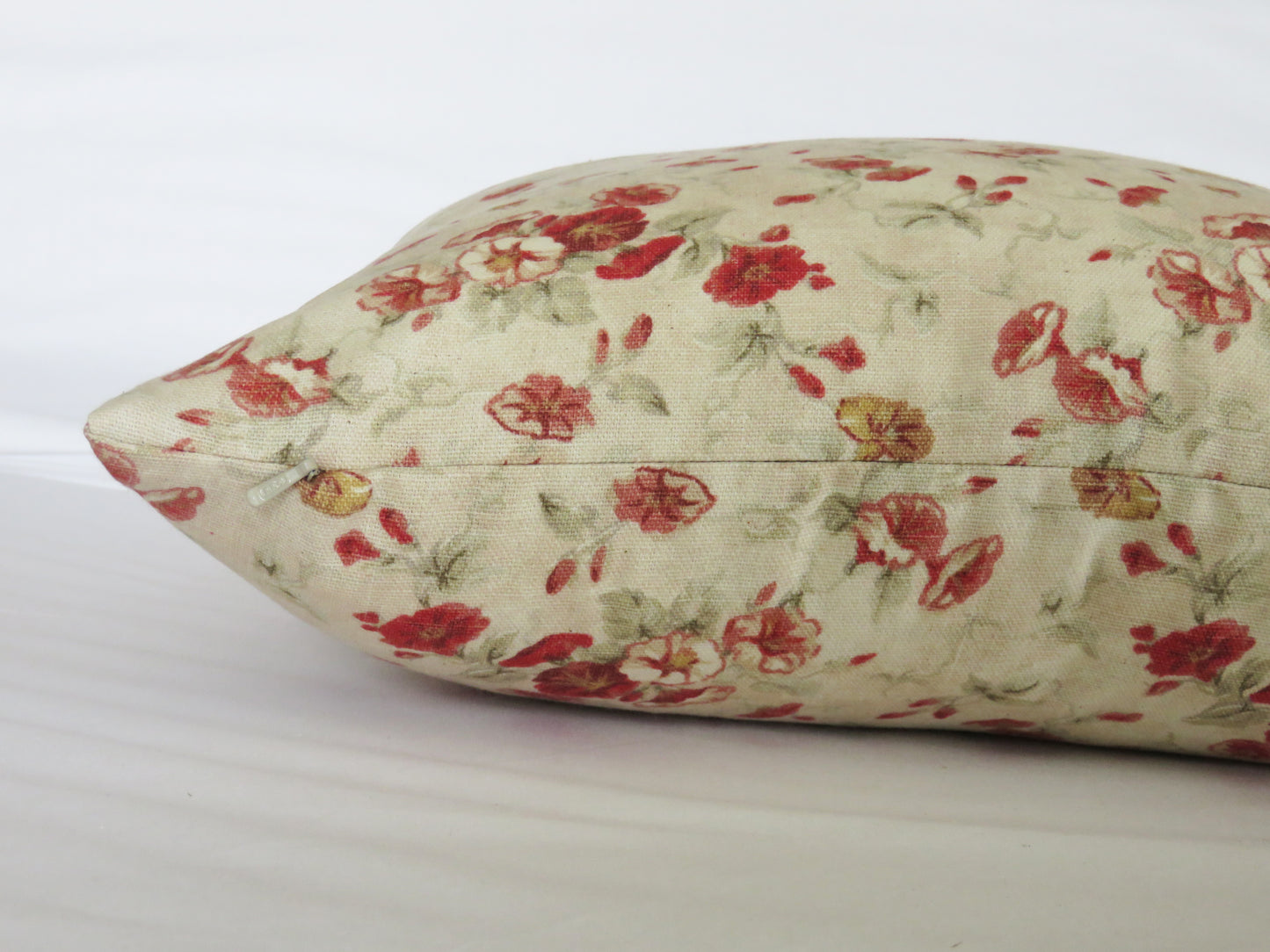 Fairhaven Rose Pillow Cover - Waverly Country Fabric, Red and Cream Morning Glory Floral