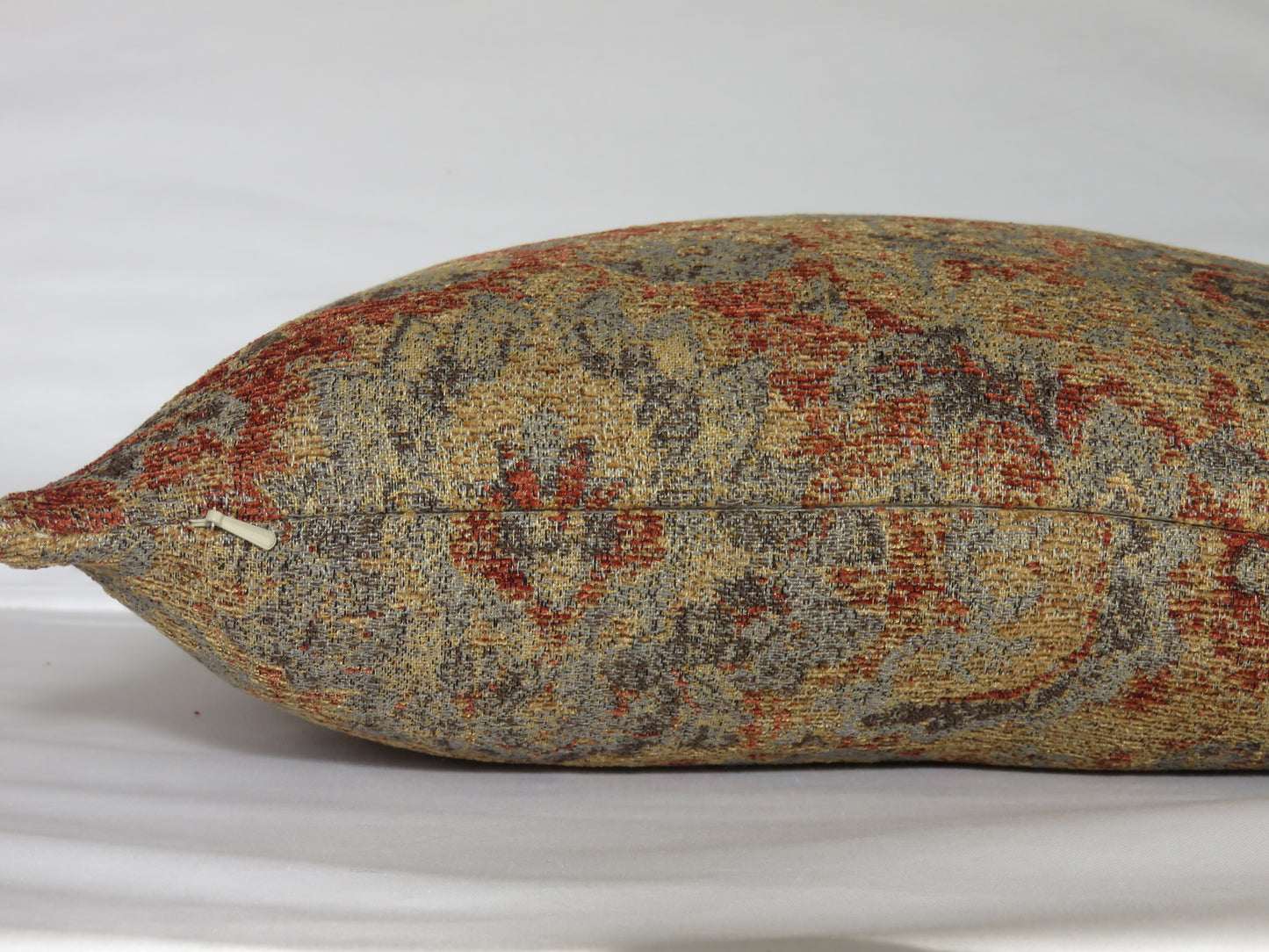 Grey Rust Gold Kilim Motif or Southwest Chenille Pillow Cover