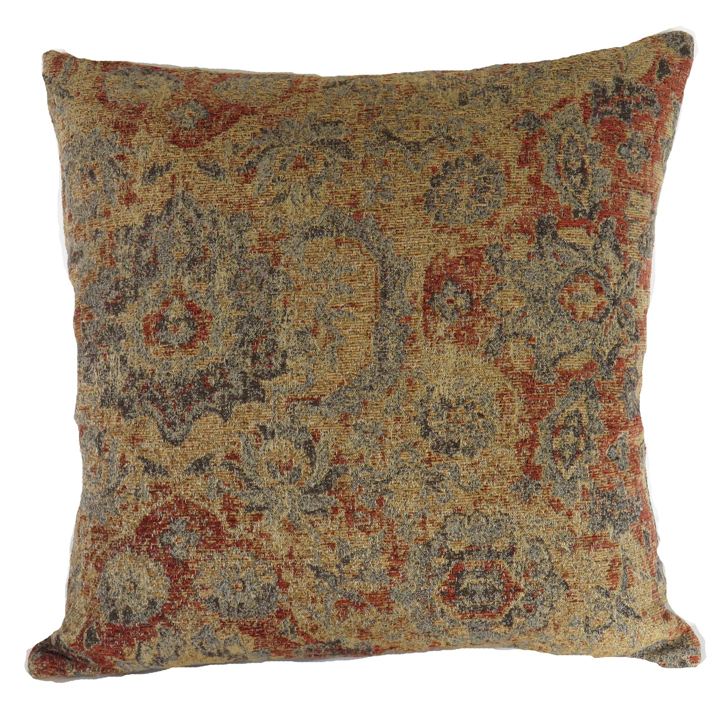 grey rust gold chenille pillow cover