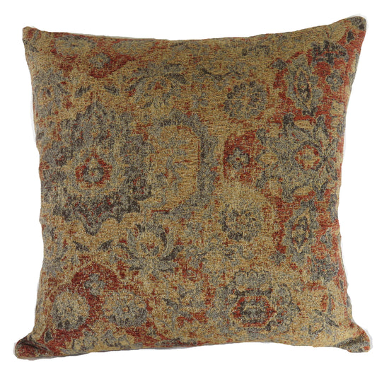 grey rust gold chenille pillow cover