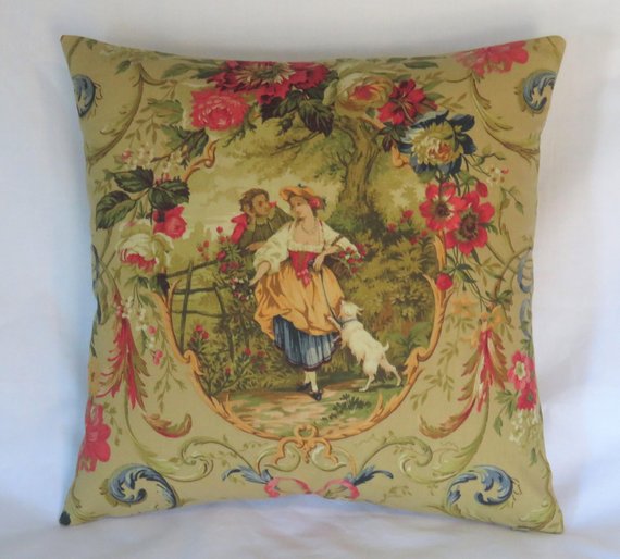 Richloom Fragonard Tan Pillow Cover Discontinued Cameo Toile