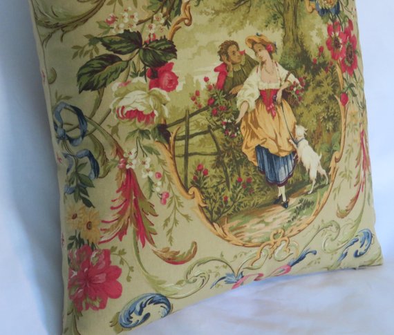 Richloom Fragonard Tan Pillow Cover Discontinued Cameo Toile