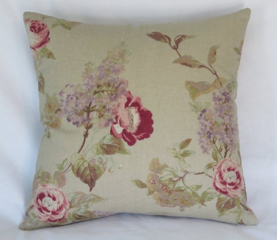 tan floral pillow