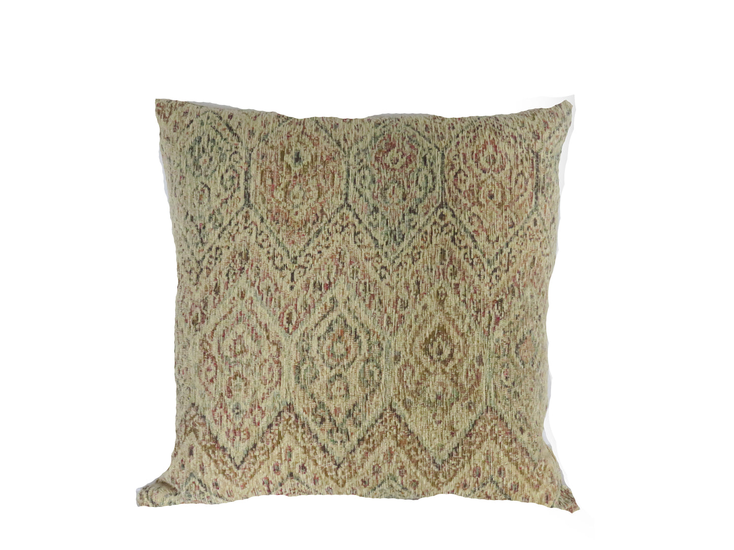 Faded Carpet Style Pillow Cover, Cream Hexgon Chenille Tapestry