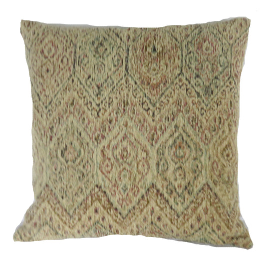 Faded Carpet Style Pillow Cover, Cream Hexgon Chenille Tapestry