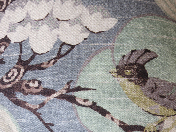 asian bird pillow cover made from kaufmann kyomi teal fabric
