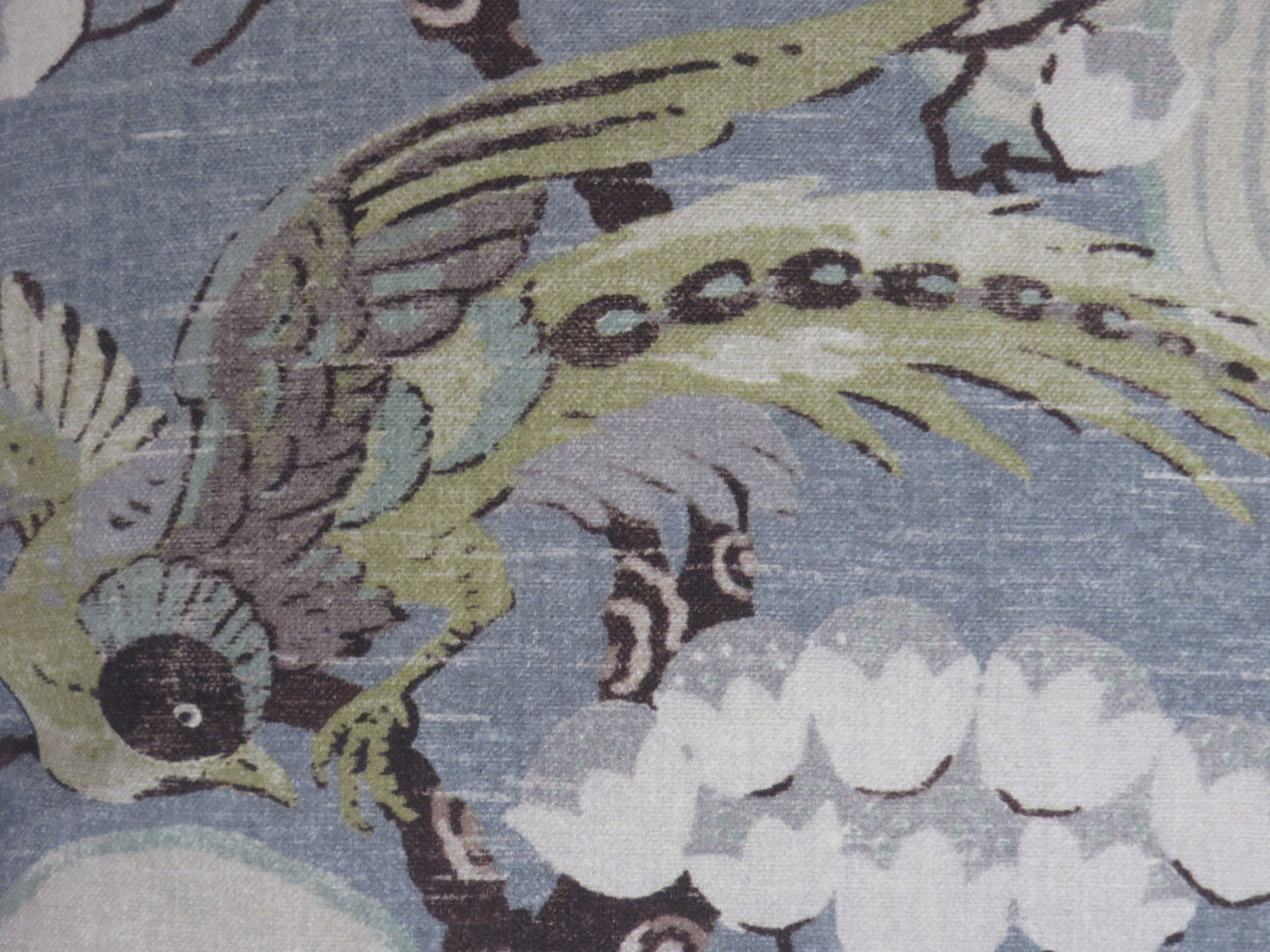 asian bird pillow cover made from kaufmann kyomi teal fabric
