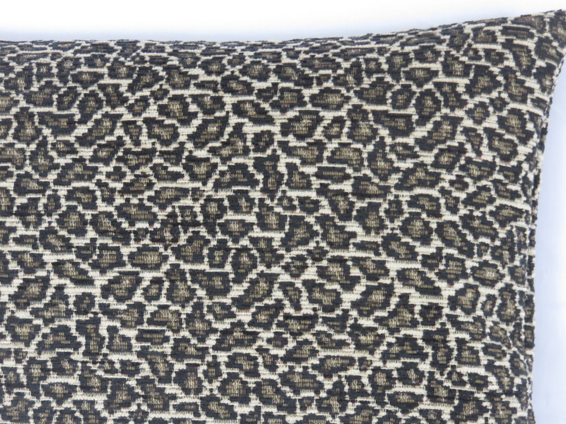 leopard chenille lumbar pillow cover in black and cream