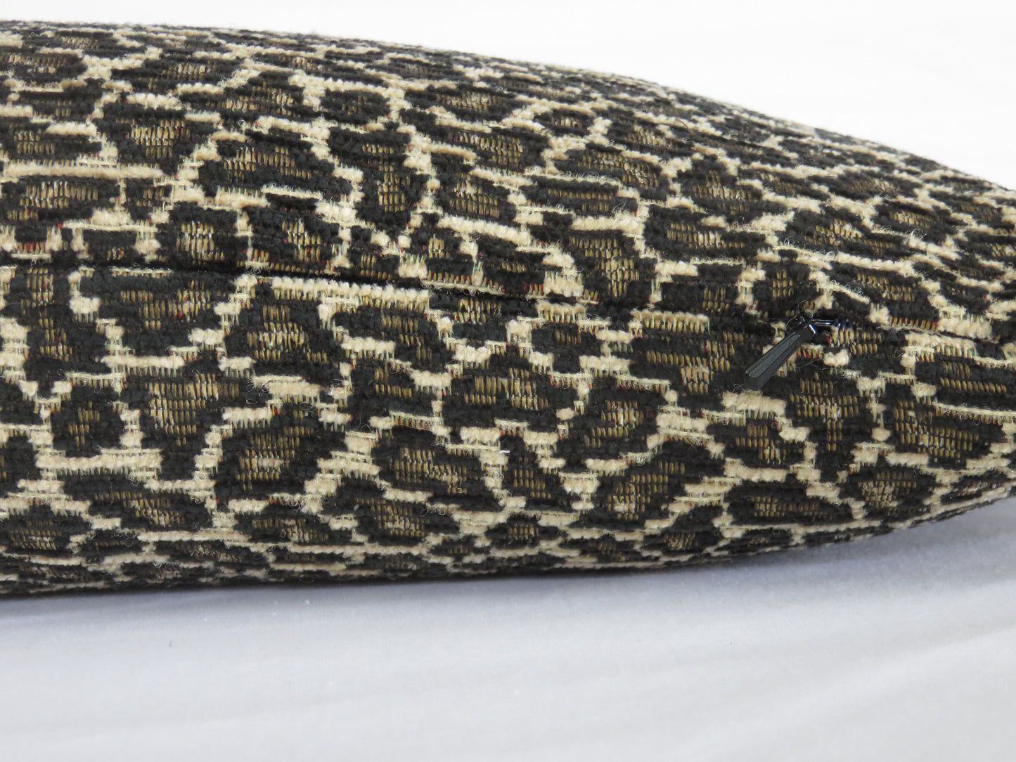 leopard chenille lumbar pillow cover in black and cream