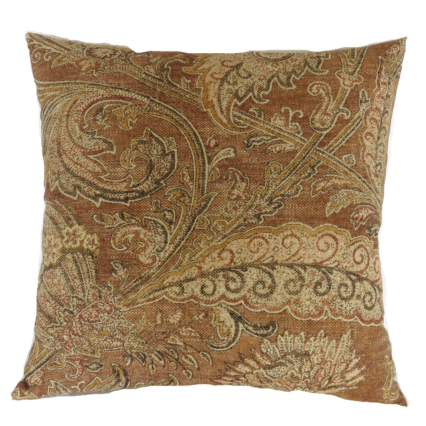 Brown Indienne Floral and Paisley Pillow Cover,  Loggia in Caffe