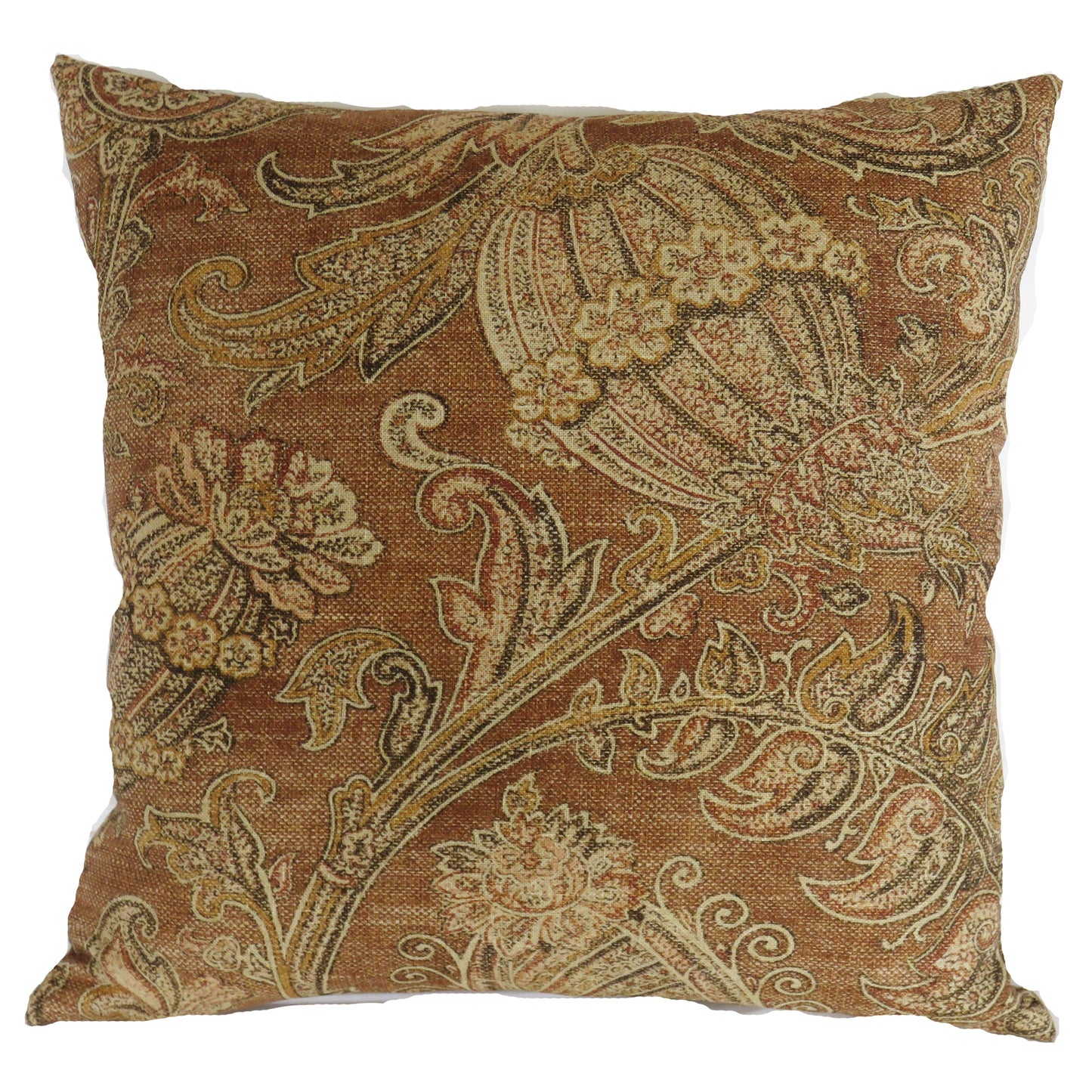 Brown Indienne Floral and Paisley Pillow Cover,  Loggia in Caffe