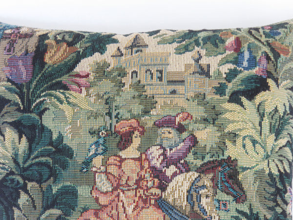 pink milady on horse verdure tapestry pillow cover