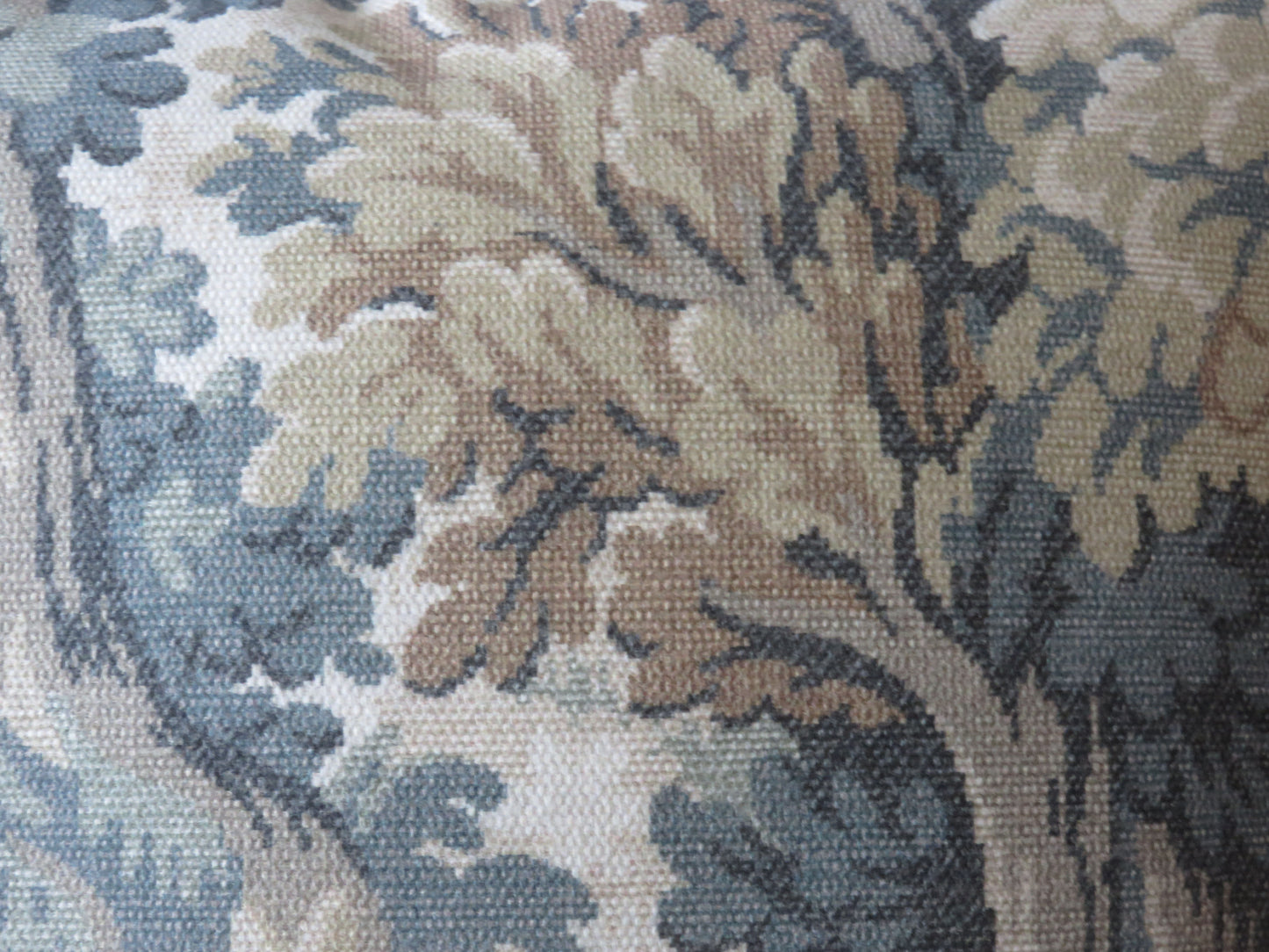 Misty Teal Forest Pillow Cover, 17" Square, Trees & Leaves, Cotton Print of Verdure Tapestry  - NEW Colorway