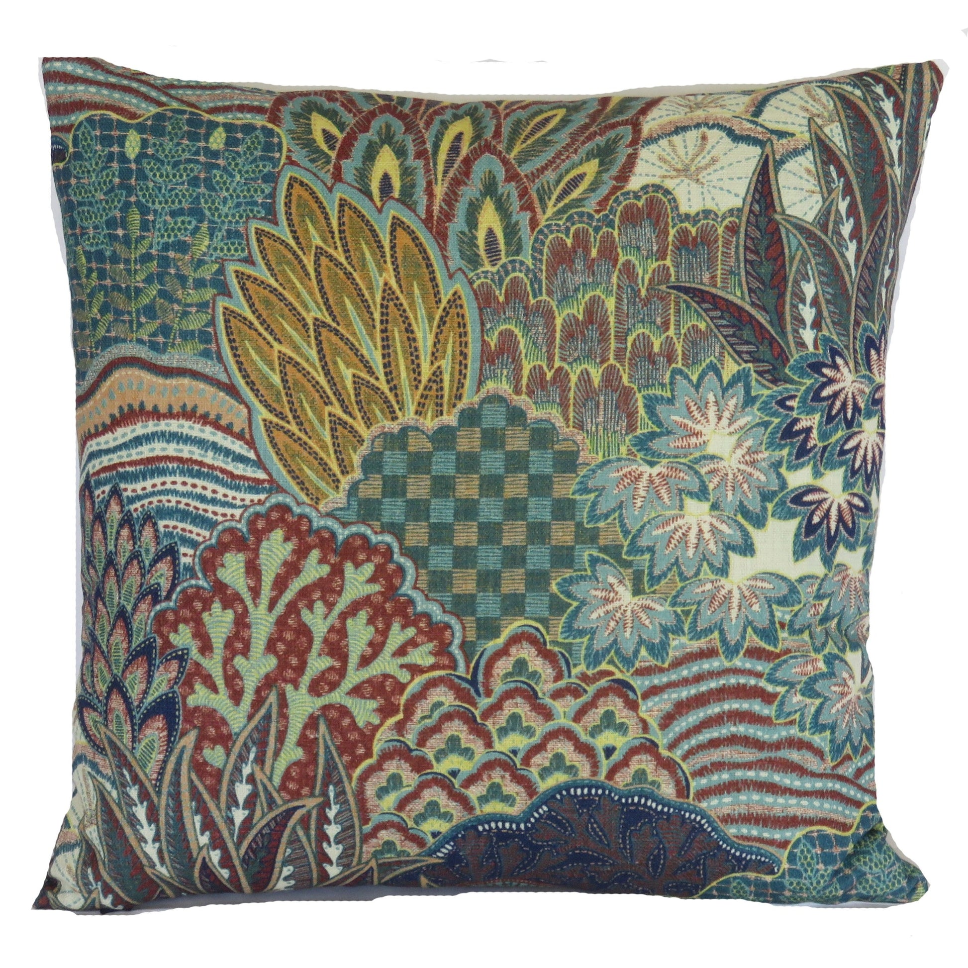 mod leaves and floral pillow cover