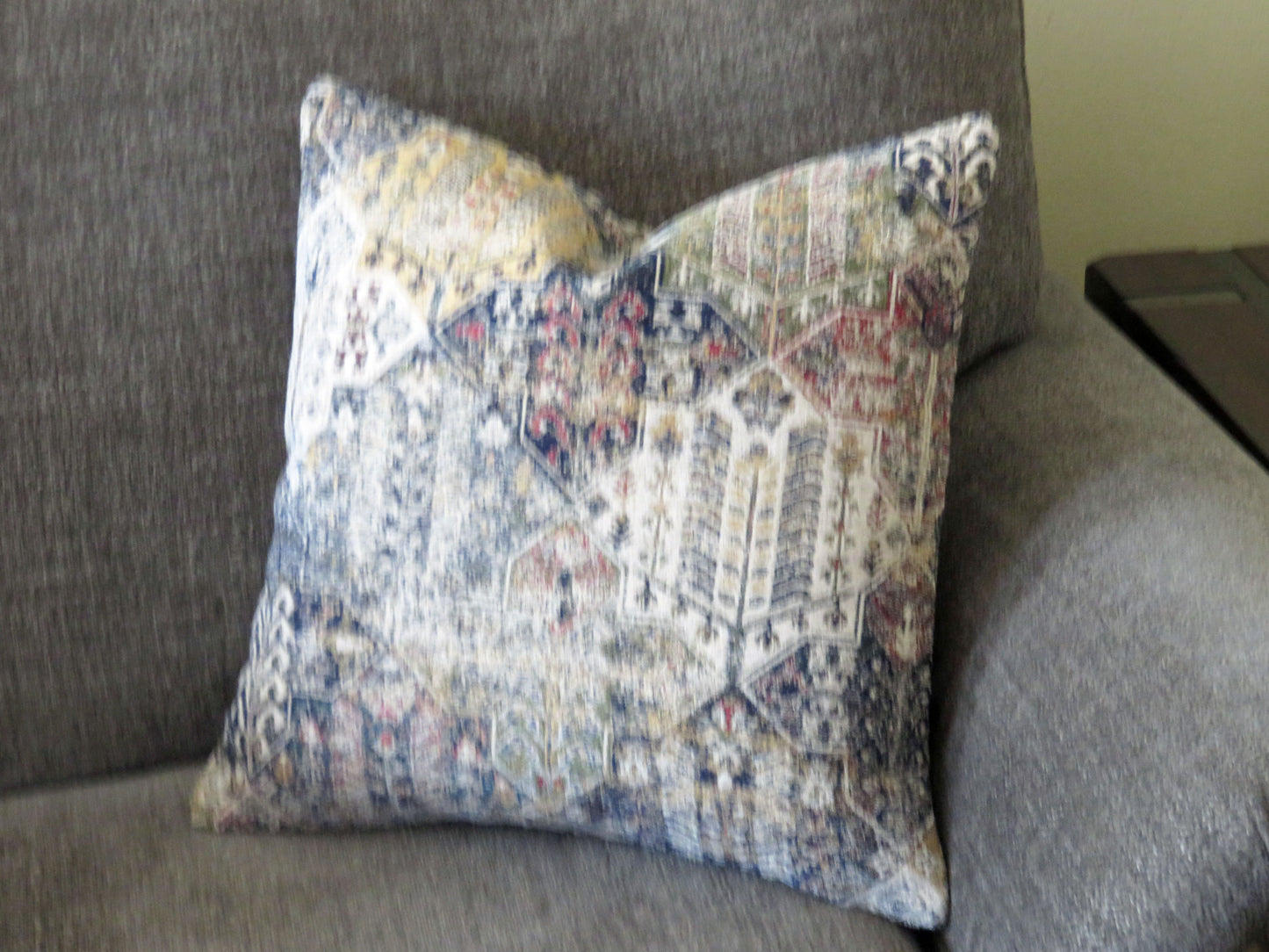 navy blue & cream kilim motif pillow cover