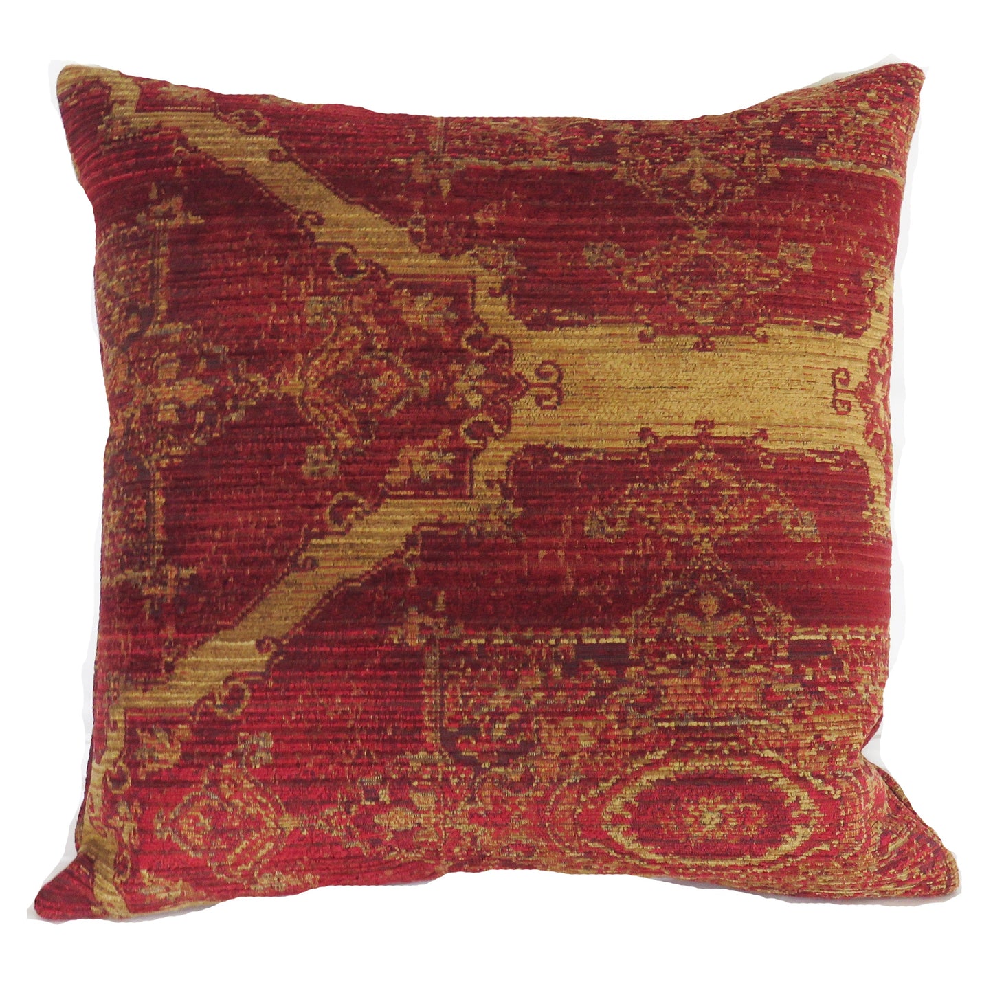 Red and Gold Medallion Pillow Cover,  Woven Jewel Tapestry Brocade - Nazilli