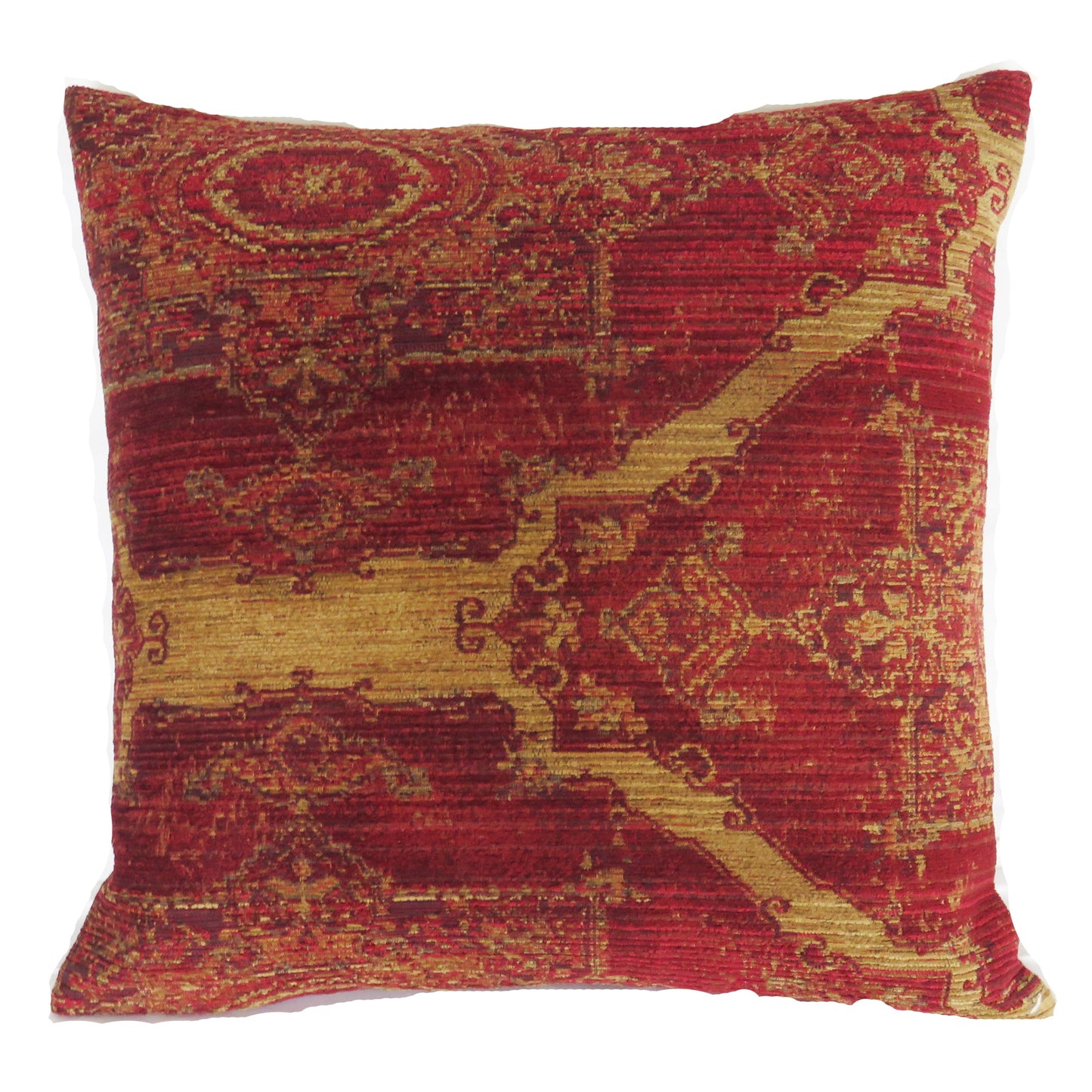 Red and Gold Medallion Pillow Cover,  Woven Jewel Tapestry Brocade - Nazilli