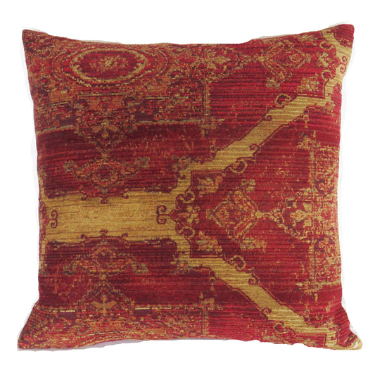 Red and Gold Medallion Pillow Cover,  Woven Jewel Tapestry Brocade - Nazilli