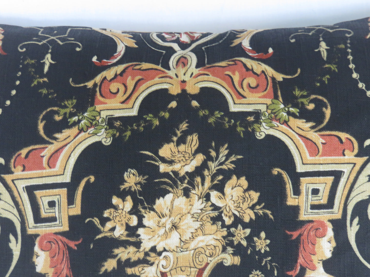 Neoclassic Urn in Orange & Black Style Pillow Cover