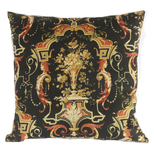 Neoclassic Urn in Orange & Black Style Pillow Cover