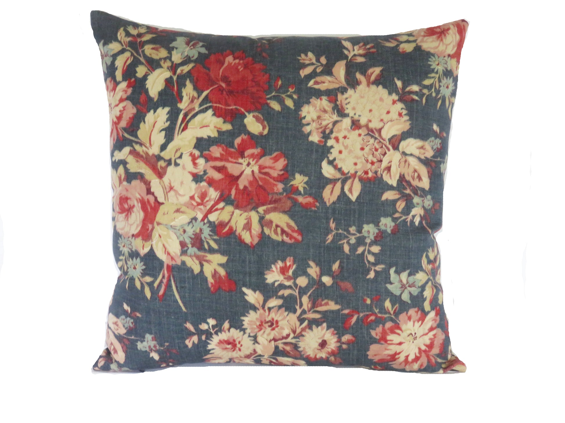 newbury blue and pink floral pillow cover