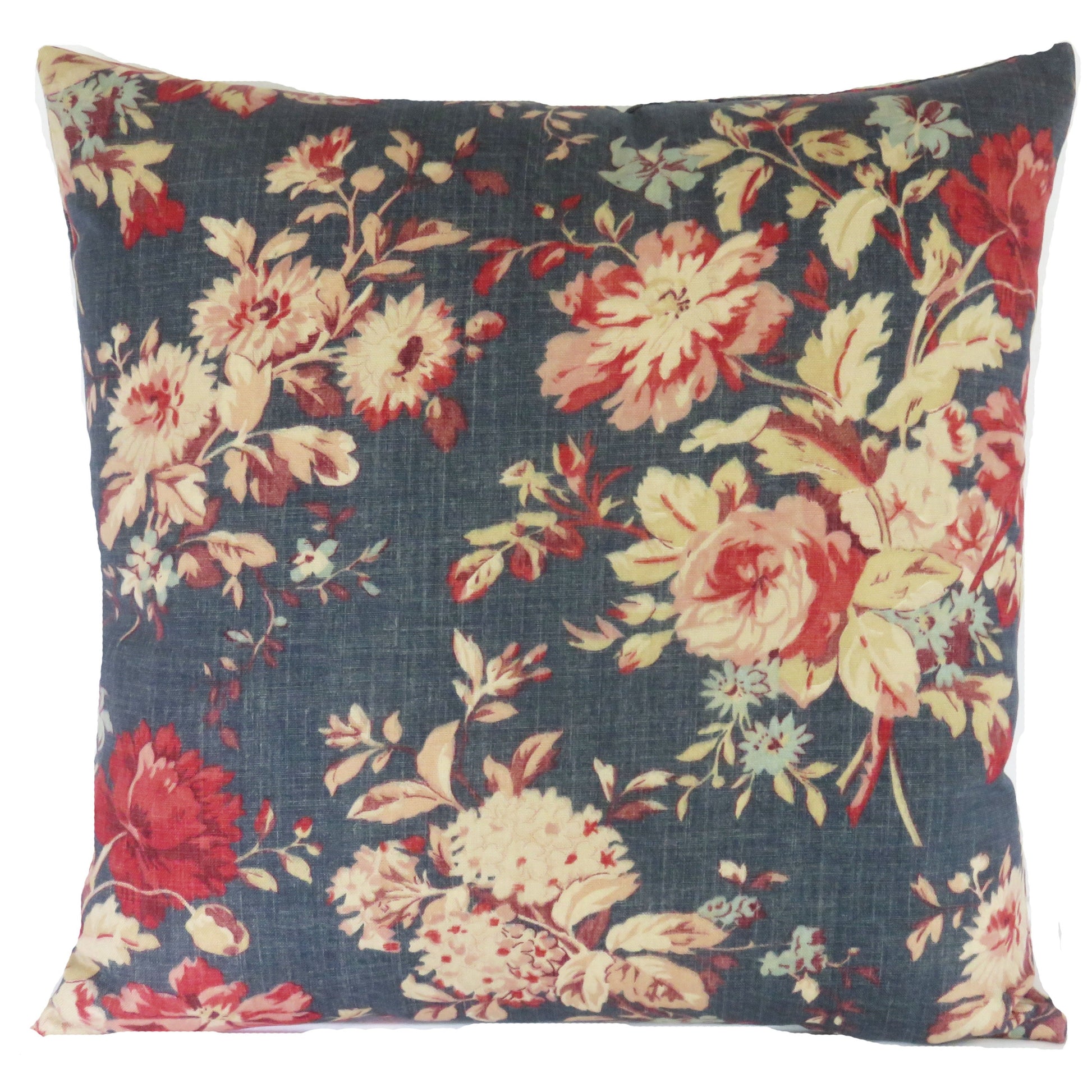 newbury blue and pink floral pillow cover