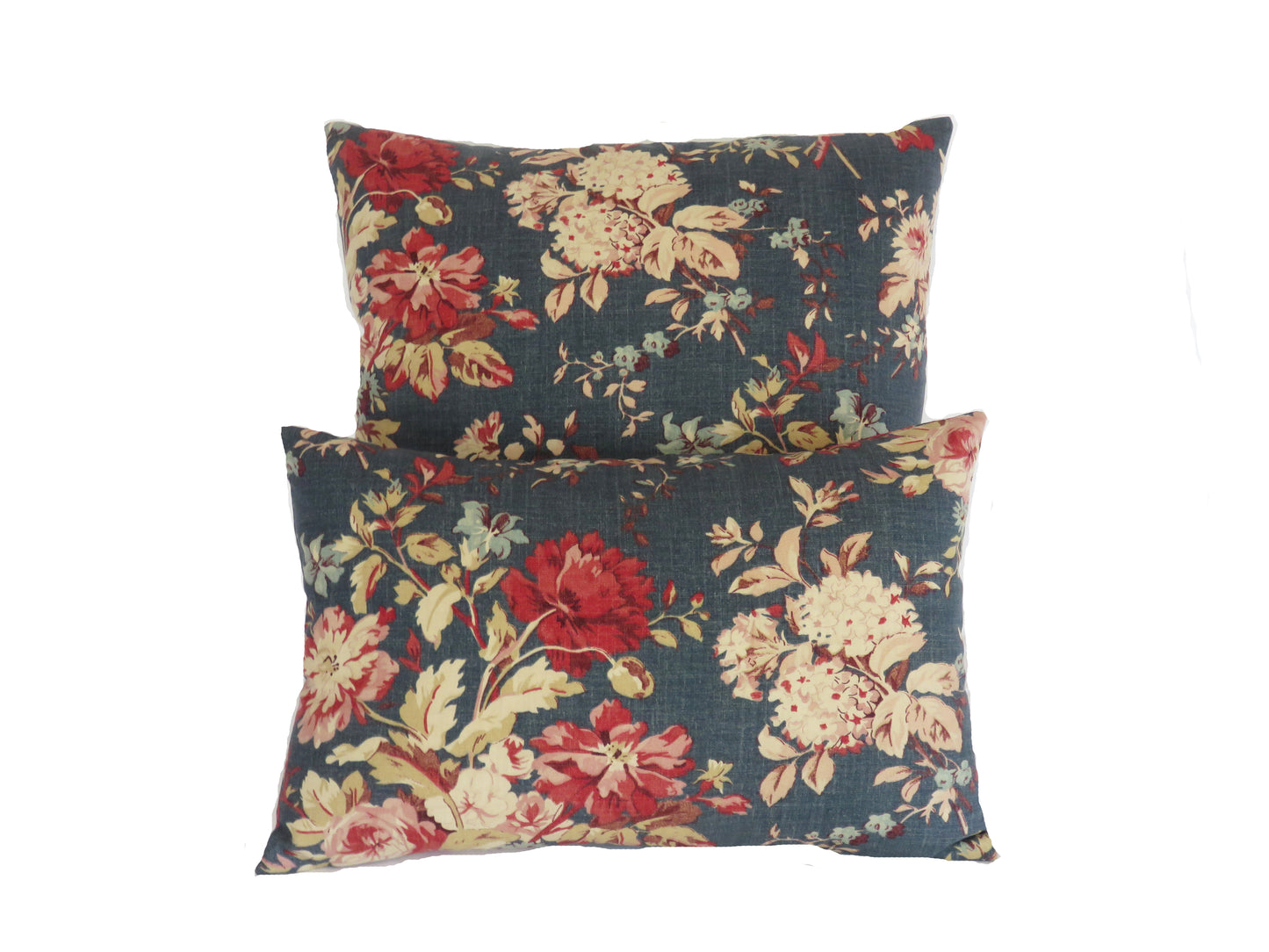 Denim Blue Floral Pillow Cover, Ralph Lauren Newbury Fabric