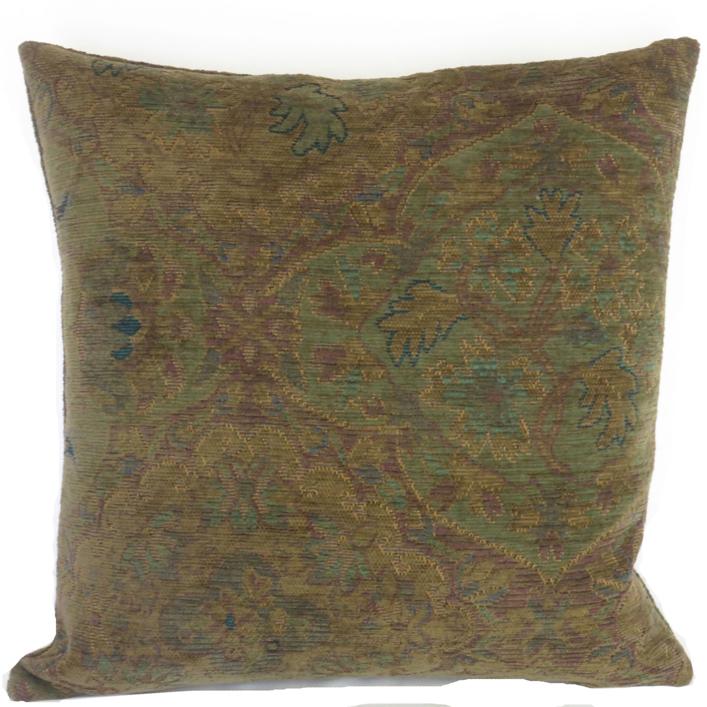 olive green medallion chenille pillow cover