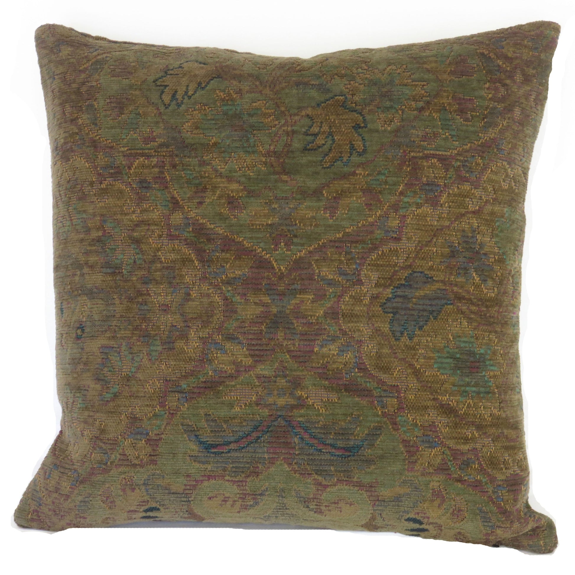 olive green medallion chenille pillow cover