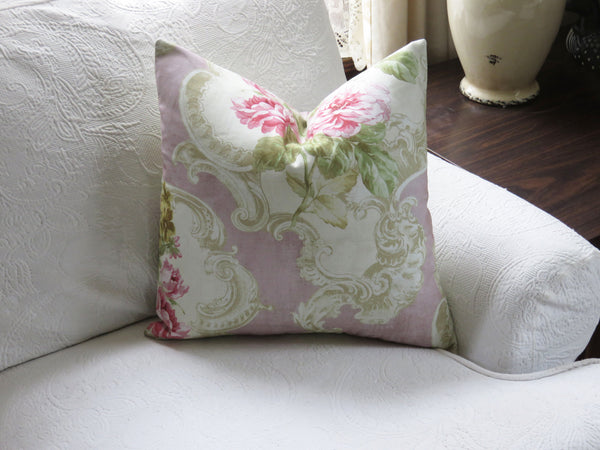 pink rose rococo pillow cover