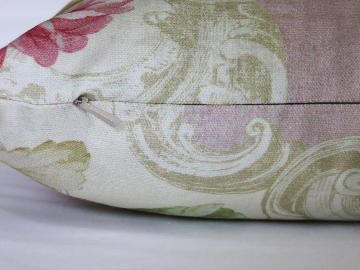 pink rose rococo pillow cover