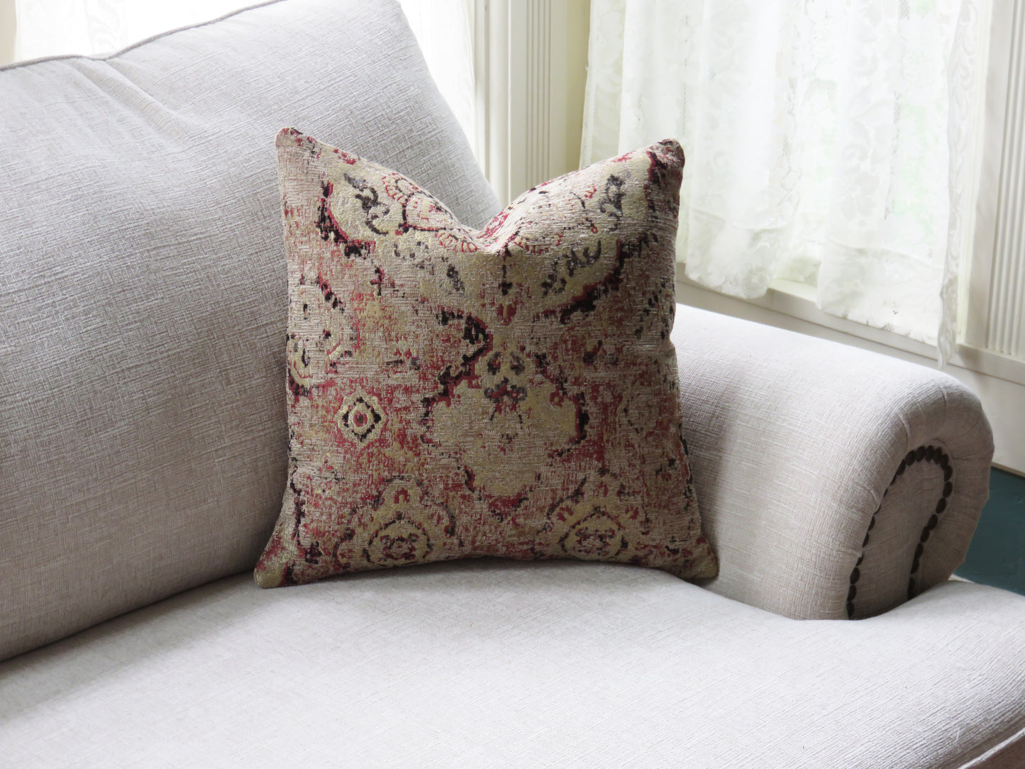 Pinky Rust, Gold, & Black Southwest Style Pillow Cover