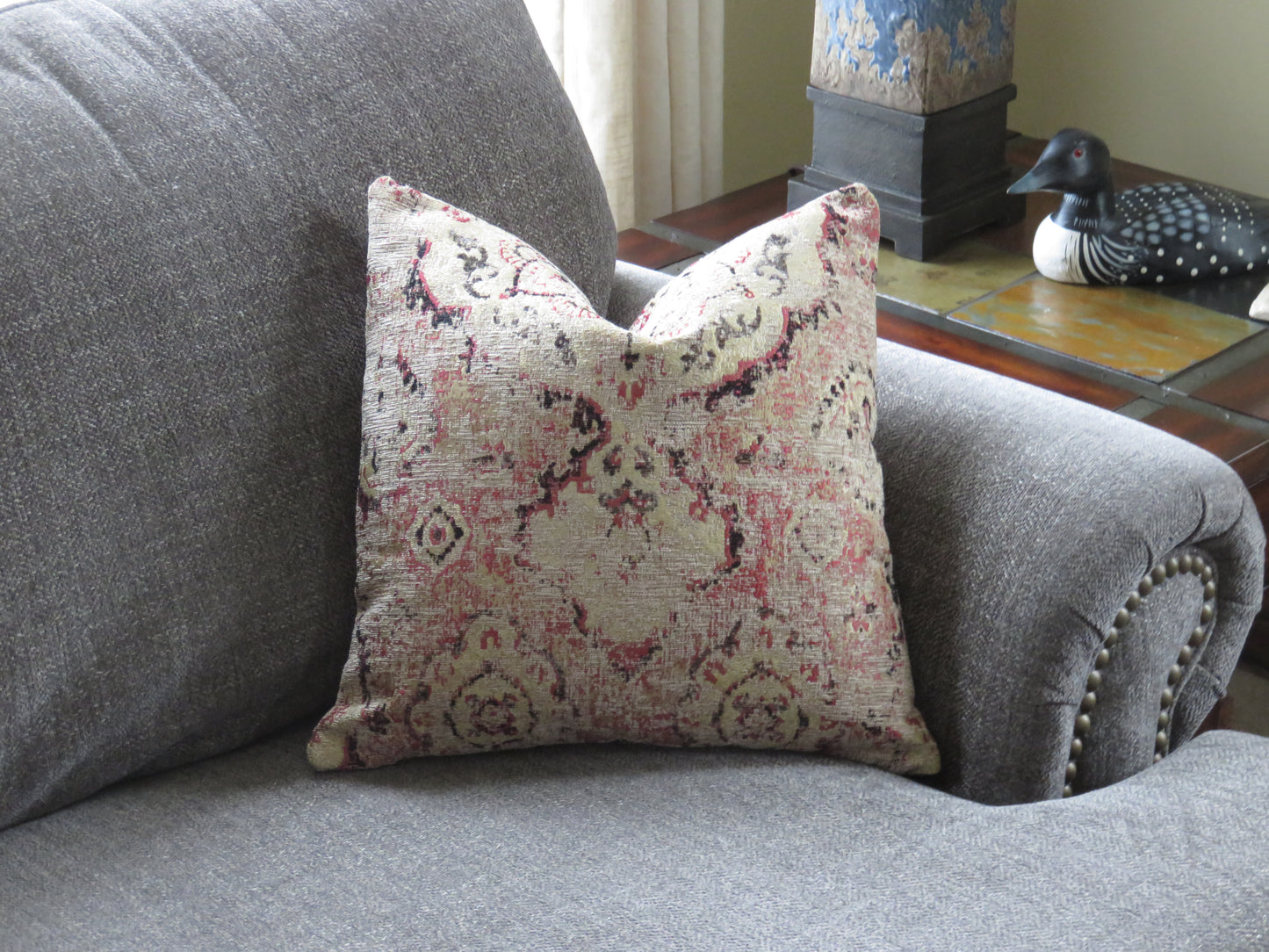 Pinky Rust, Gold, & Black Southwest Style Pillow Cover